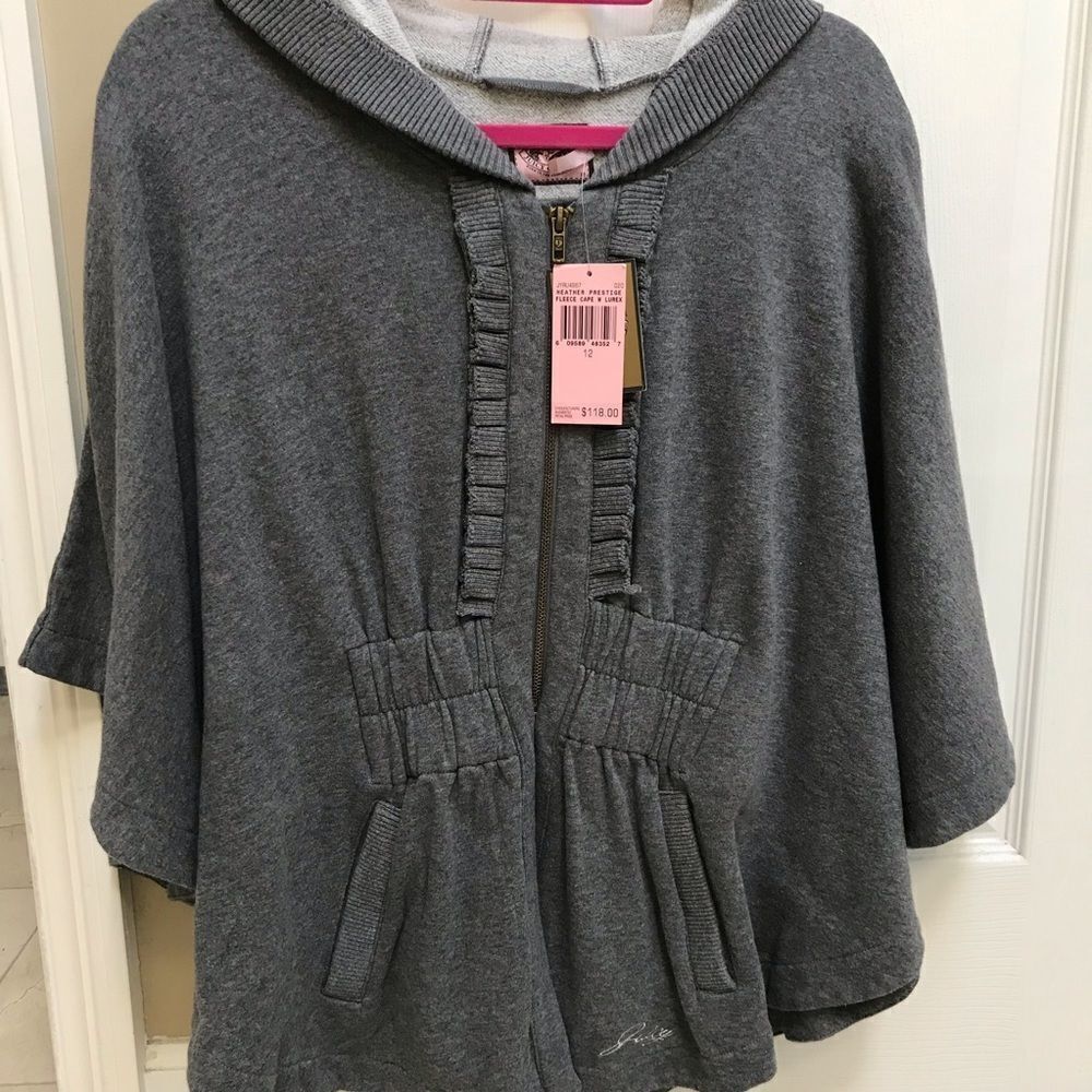 Juicy Couture Grey Hooded Poncho zip up sweatshirt - Picture 2 of 5